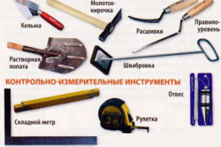 Инструменты для отделки стены кирпичом