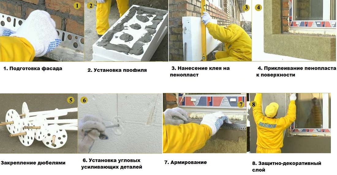 Пошаговый монтаж пенопласта