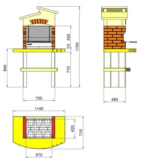 Чертеж мангала-коптильни с водяным затвором