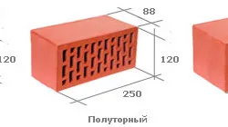Размеры утолщенных кирпичей